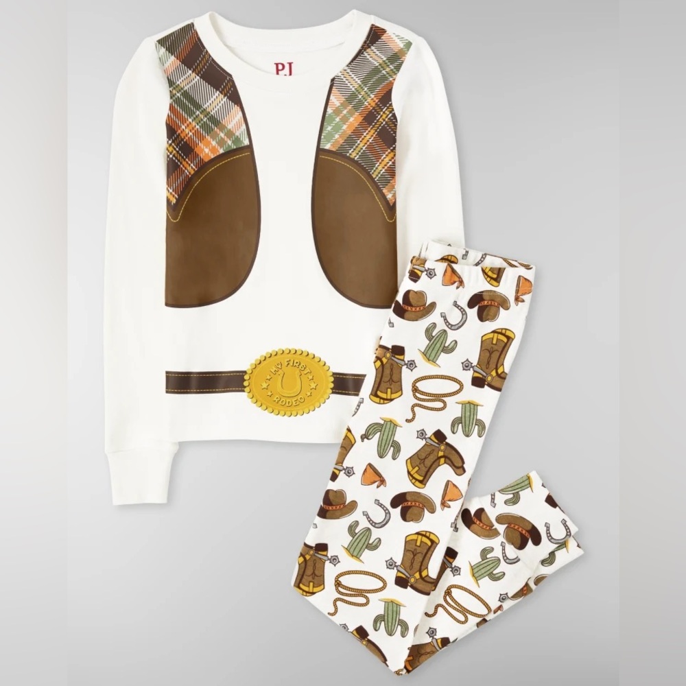 4 for $20 - long sleeve western cowboy pjs set